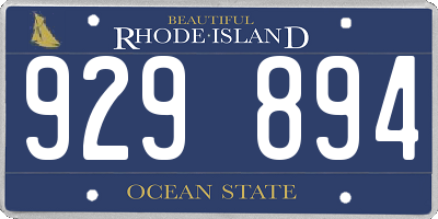 RI license plate 929894