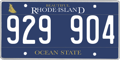 RI license plate 929904