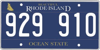 RI license plate 929910