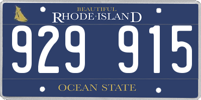 RI license plate 929915