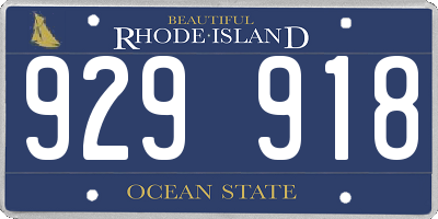 RI license plate 929918