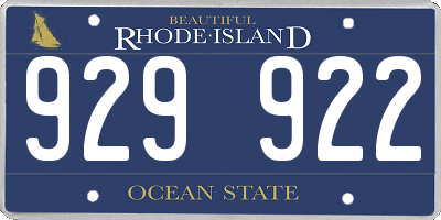RI license plate 929922