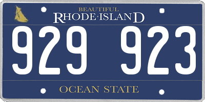 RI license plate 929923