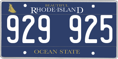 RI license plate 929925