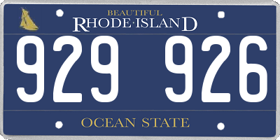 RI license plate 929926