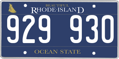 RI license plate 929930
