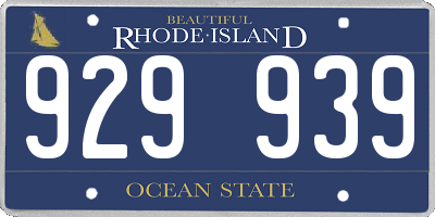 RI license plate 929939