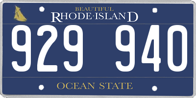 RI license plate 929940