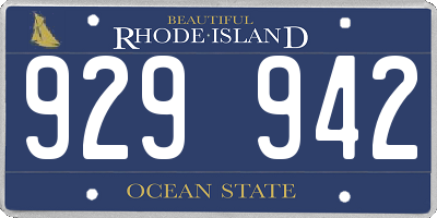 RI license plate 929942