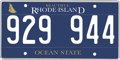 RI license plate 929944