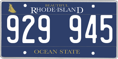RI license plate 929945
