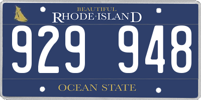 RI license plate 929948