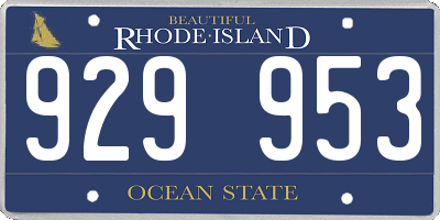 RI license plate 929953