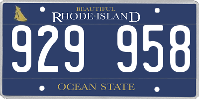 RI license plate 929958