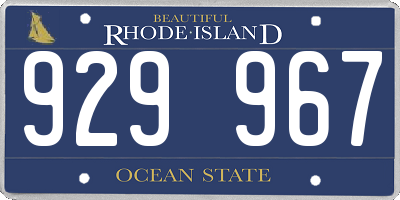 RI license plate 929967