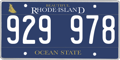 RI license plate 929978