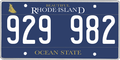 RI license plate 929982
