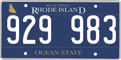 RI license plate 929983