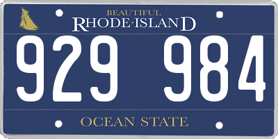 RI license plate 929984