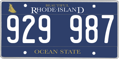 RI license plate 929987