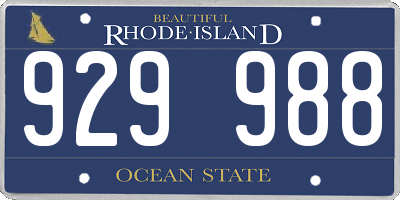 RI license plate 929988