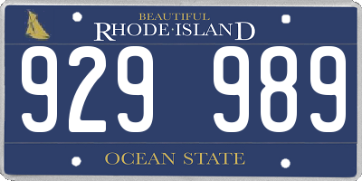RI license plate 929989