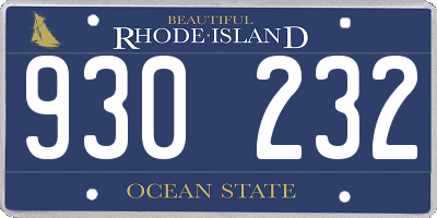 RI license plate 930232