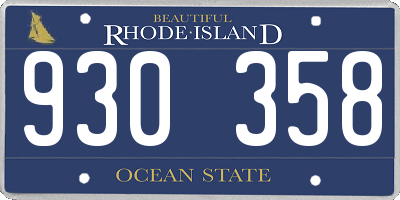 RI license plate 930358