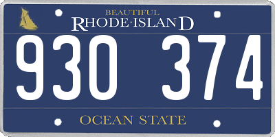 RI license plate 930374