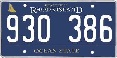 RI license plate 930386