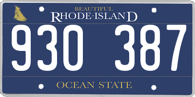 RI license plate 930387