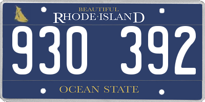 RI license plate 930392