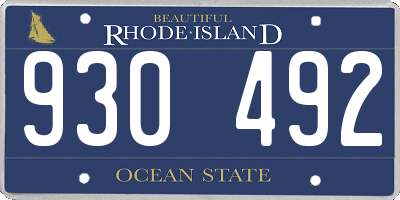 RI license plate 930492