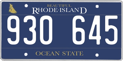 RI license plate 930645