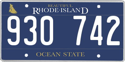 RI license plate 930742