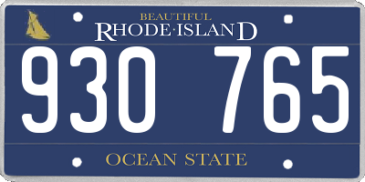 RI license plate 930765