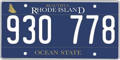 RI license plate 930778