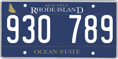 RI license plate 930789