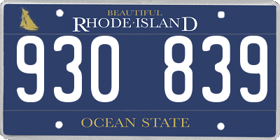RI license plate 930839