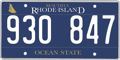 RI license plate 930847