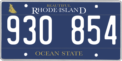 RI license plate 930854
