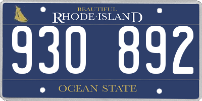 RI license plate 930892
