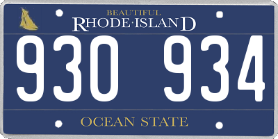 RI license plate 930934