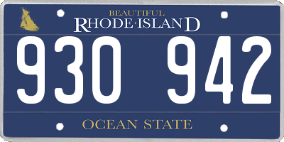 RI license plate 930942