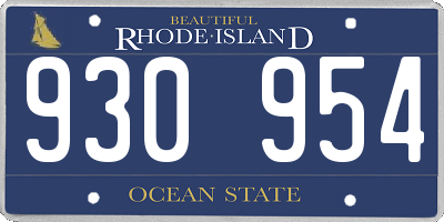 RI license plate 930954