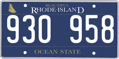 RI license plate 930958