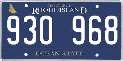 RI license plate 930968