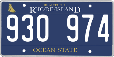 RI license plate 930974