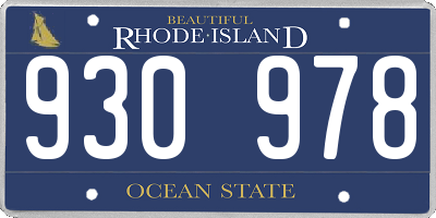 RI license plate 930978