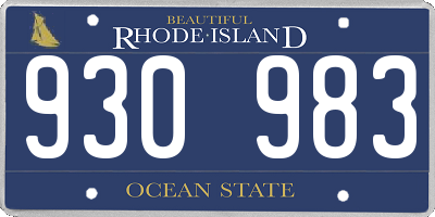 RI license plate 930983